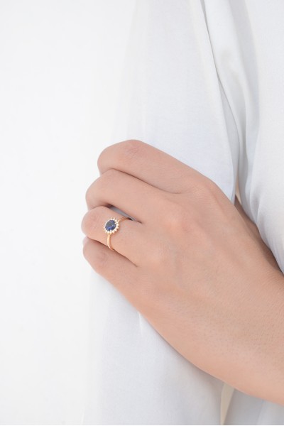 Δαχτυλίδι Χρυσό 14Κ Ροζέτα Ζαφείρι 5869