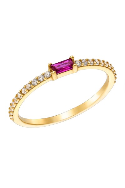 Δαχτυλίδι Χρυσό 14Κ Ρουμπίνι Σειρέ