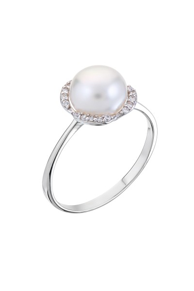 Δαχτυλίδι Λευκόχρυσο 14Κ Μαργαριτάρι Chic