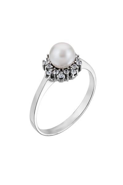 Δαχτυλίδι Λευκόχρυσο 14Κ Μαργαριτάρι Chic