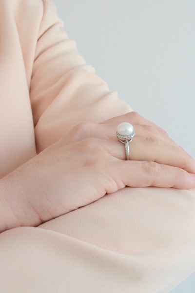 Δαχτυλίδι Λευκόχρυσο 14Κ Μαργαριτάρι