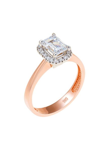 Μονόπετρο Ροζ Χρυσό 14Κ Δαχτυλίδι Princess