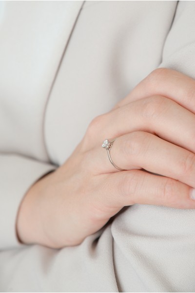 Μονόπετρο Λευκόχρυσο 14Κ Απλό