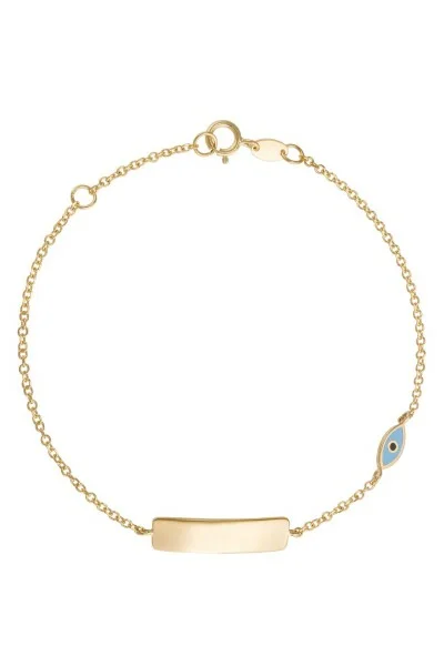 Βραχιόλι Χρυσό 14Κ Ταυτότητα Μάτι Μπλε