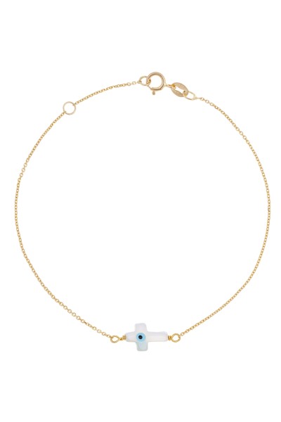 Βραχιόλι Χρυσό 14Κ Σταυρός Φίλντισι