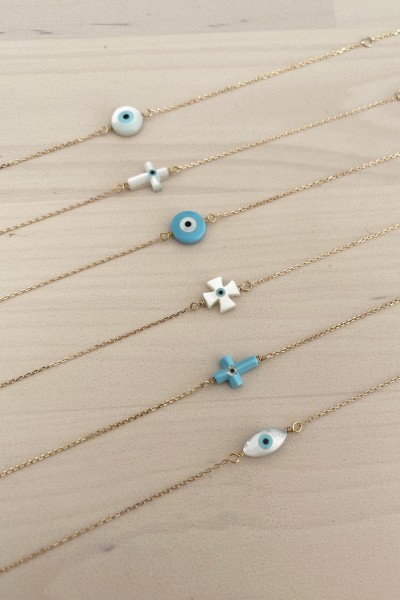 Βραχιόλι Χρυσό 14Κ Σταυρός Φίλντισι