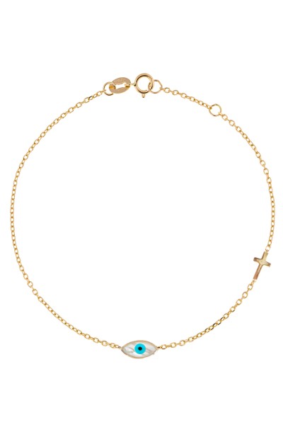 Βραχιόλι Χρυσό 14Κ Μάτι Σταυρός