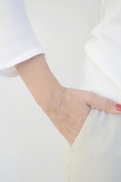 Βραχιόλι Χρυσό 14Κ Κύκλοι Λουστρέ