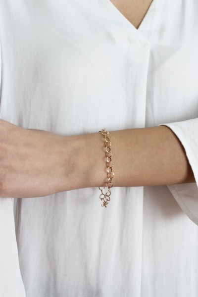 Βραχιόλι Χρυσό 14Κ Κρίκοι Διαμανταρισμένοι