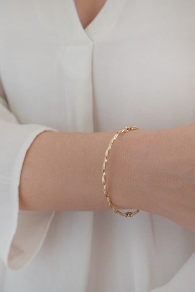 Βραχιόλι Χρυσό 14Κ Bangle Πλεξούδα 4924