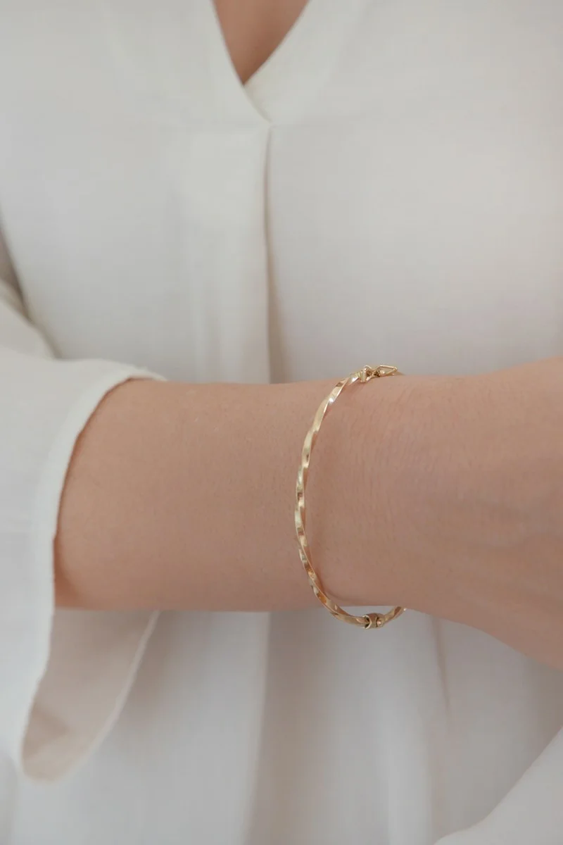 Βραχιόλι Χρυσό 14Κ Bangle Πλεξούδα 4924