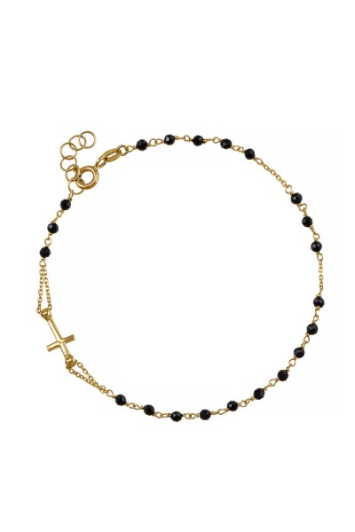 Βραχιόλι Χρυσό 14Κ Ροζάριο Σταυρός