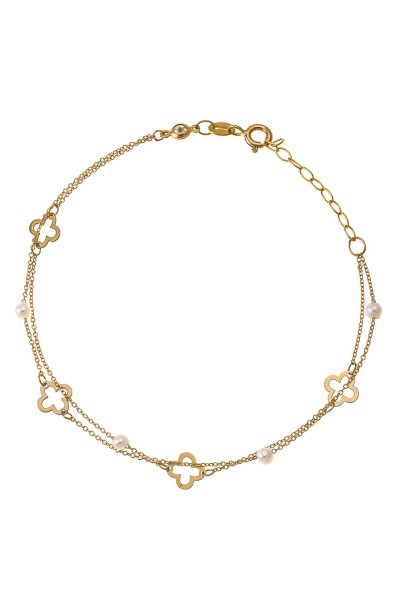 Βραχιόλι Χρυσό 14Κ Flower Pearl
