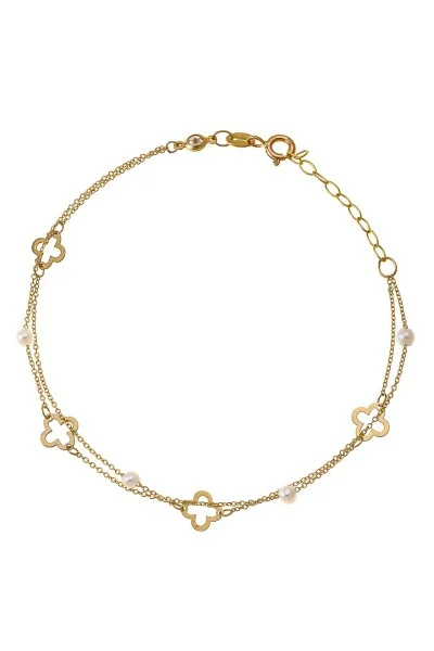Βραχιόλι Χρυσό 14Κ Flower Pearl