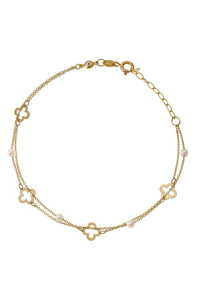 Βραχιόλι Χρυσό 14Κ Flower Pearl