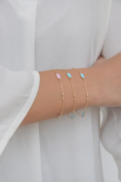 Βραχιόλι Χρυσό 14Κ Blue Square