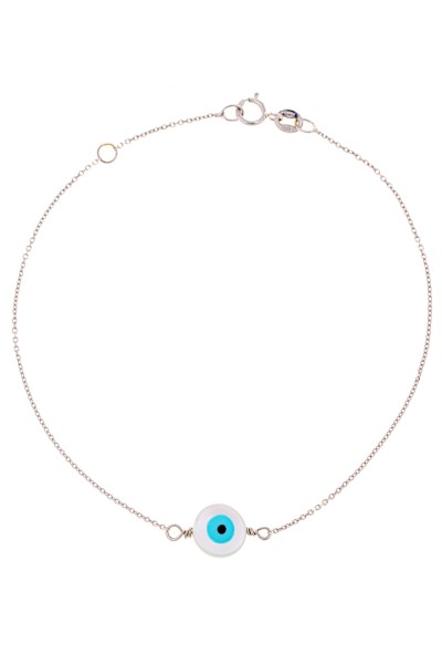 Βραχιόλι Λευκόχρυσο 14Κ Μάτι Φίλντισι