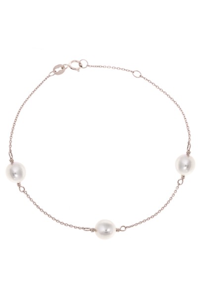 Βραχιόλι Λευκόχρυσο 14Κ Μαργαριτάρι