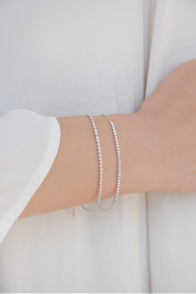 Βραχιόλι Λευκόχρυσο 14Κ Ριβιέρα