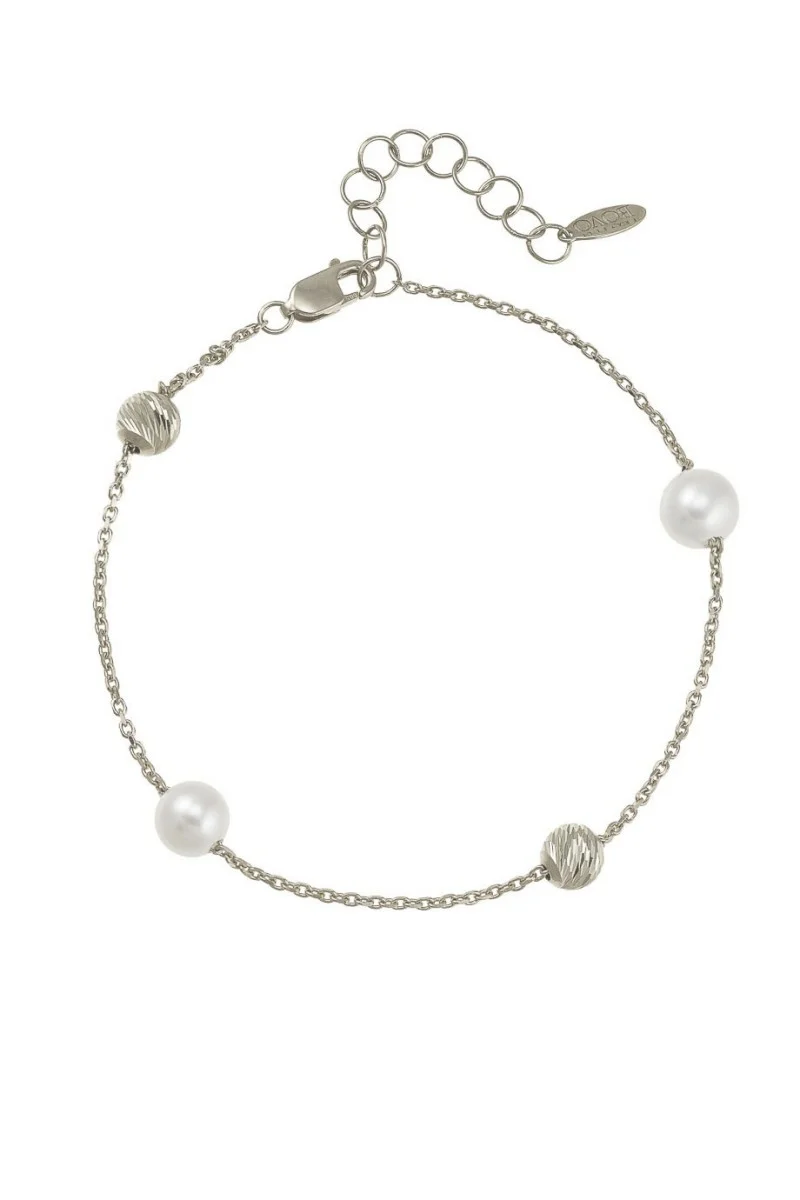 Βραχιόλι Χρυσό 14Κ Pearl Dots White