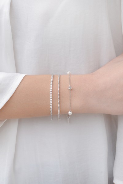 Βραχιόλι Χρυσό 14Κ Pearl Dots White