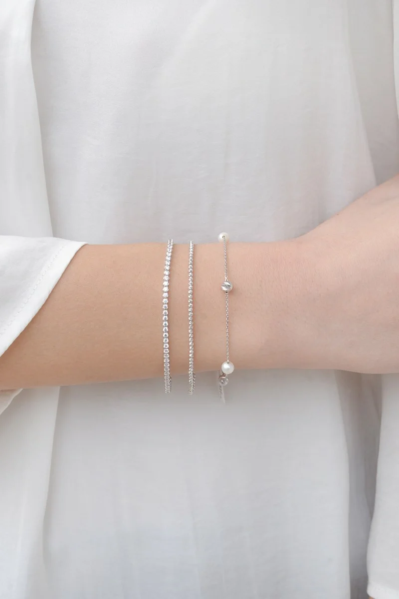 Βραχιόλι Χρυσό 14Κ Pearl Dots White