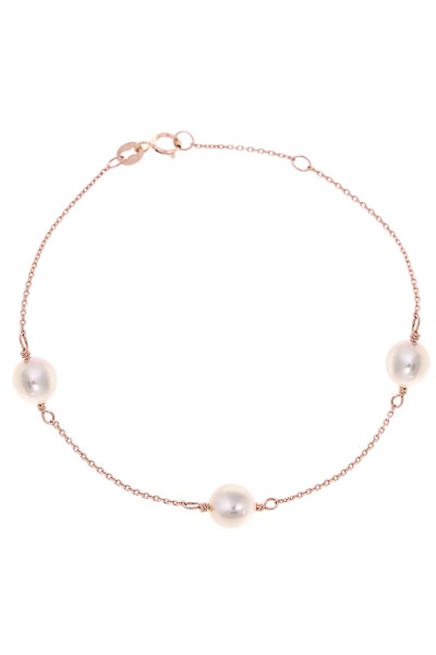 Βραχιόλι Ροζ Χρυσό 14Κ Μαργαριτάρι