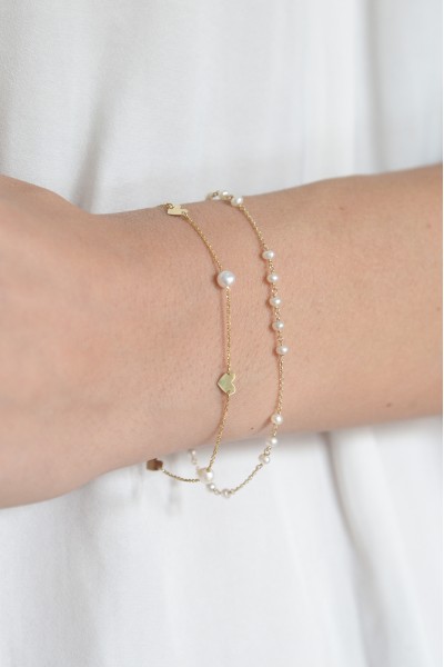 Βραχιόλι Χρυσό 14Κ Heart Pearl