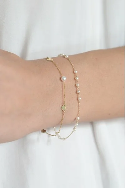 Βραχιόλι Χρυσό 14Κ Heart Pearl