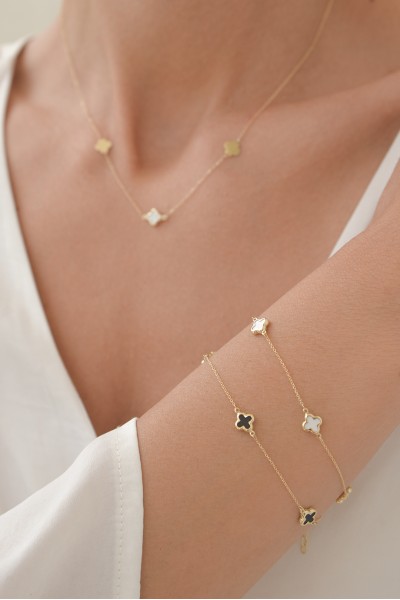 Βραχιόλι Χρυσό 14Κ Flower Blossom White