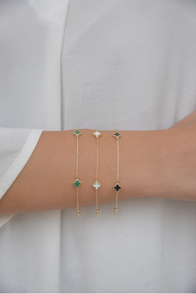 Βραχιόλι Χρυσό 14Κ Flower Blossom Green