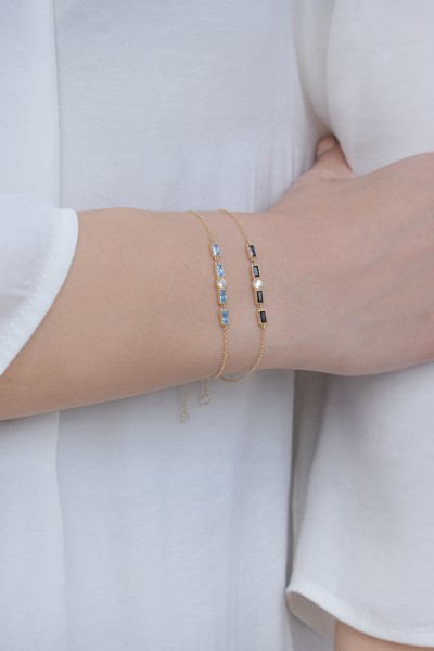 Βραχιόλι Χρυσό 14Κ Cubes Blue