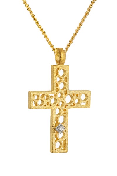 Σετ Σταυρός με Αλυσίδα Χρυσός 14Κ Βυζαντινός 7024