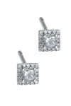 Σκουλαρίκια Λευκόχρυσο 18Κ Princess Cut Pave  Διαμάντι 0.19ct