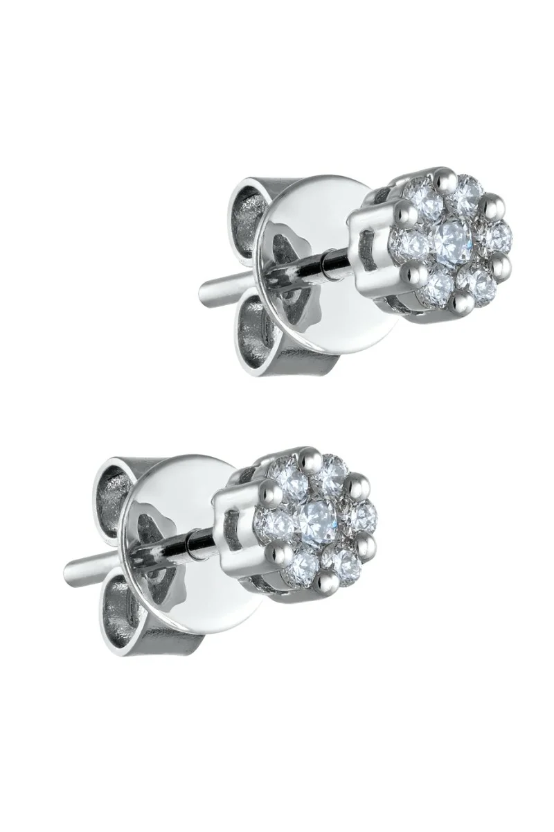 Σκουλαρίκια Λευκόχρυσο 18Κ Pave Διαμάντι 0.20ct