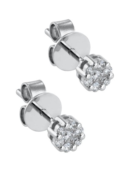 Σκουλαρίκια Λευκόχρυσο 18Κ Pave Διαμάντι 0.20ct