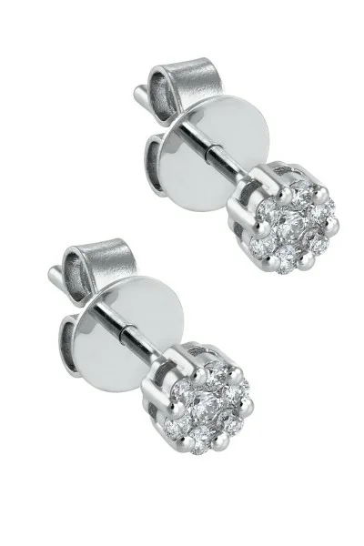 Σκουλαρίκια Λευκόχρυσο 18Κ Pave Διαμάντι 0.20ct