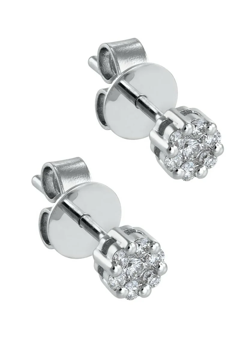 Σκουλαρίκια Λευκόχρυσο 18Κ Pave Διαμάντι 0.20ct