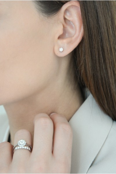 Σκουλαρίκια Λευκόχρυσο 18Κ Pave Διαμάντι 0.20ct