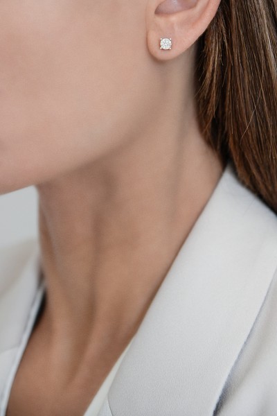 Σκουλαρίκια Λευκόχρυσο 18Κ Διαμανταρισμένα Brillant Pave 0.27ct