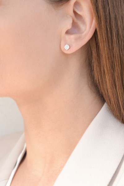 Σκουλαρίκια Λευκόχρυσο 18Κ Αστέρι Pave Διαμάντι 0.17ct