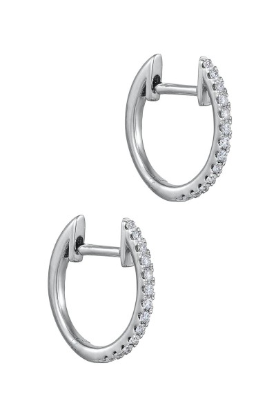 Σκουλαρίκια Λευκόχρυσο 18Κ Κρίκοι Pave Διαμάντι 0.11ct