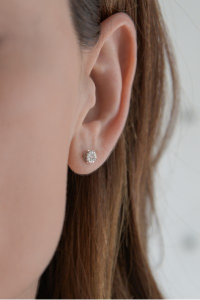 Σκουλαρίκια Λευκόχρυσο 18Κ Pave Διαμάντι 0.26ct