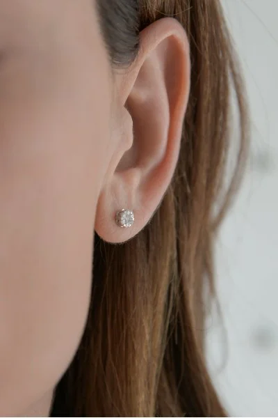 Σκουλαρίκια Λευκόχρυσο 18Κ Pave Διαμάντι 0.26ct