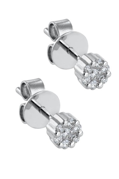 Σκουλαρίκια Λευκόχρυσο 18Κ Pave Διαμάντι 0.19ct