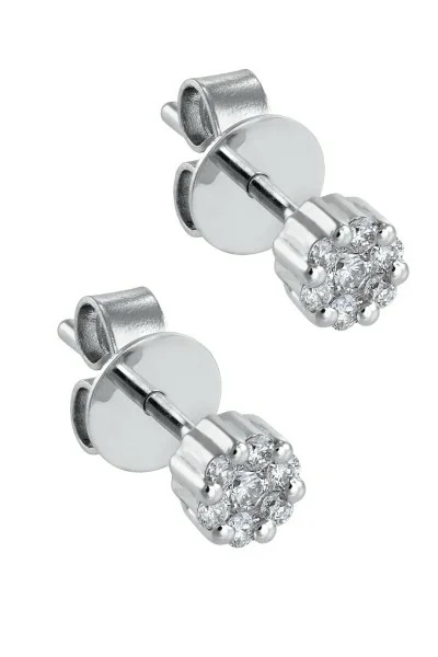 Σκουλαρίκια Λευκόχρυσο 18Κ Pave Διαμάντι 0.19ct