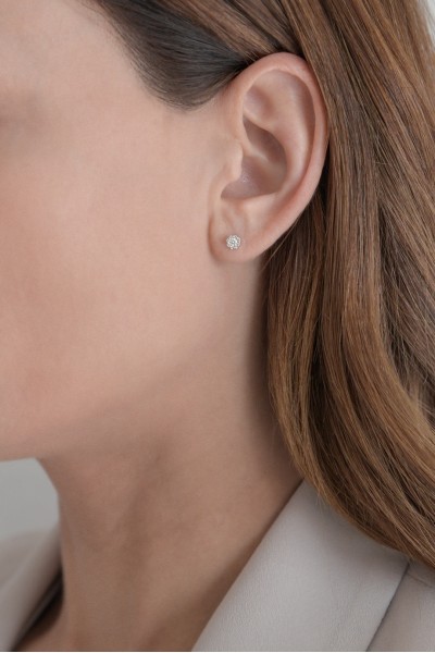 Σκουλαρίκια Λευκόχρυσο 18Κ Pave Διαμάντι 0.19ct