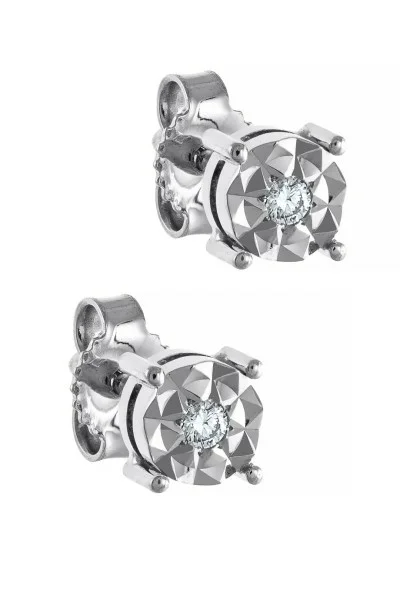 Σκουλαρίκια Λευκόχρυσο 18Κ Diamantate Brillant 0.04ct