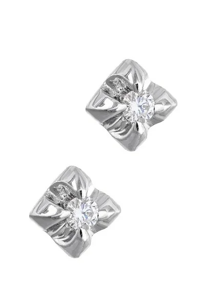 Σκουλαρίκι Λευκόχρυσο 18Κ Λουλούδι Brillant 0.10ct