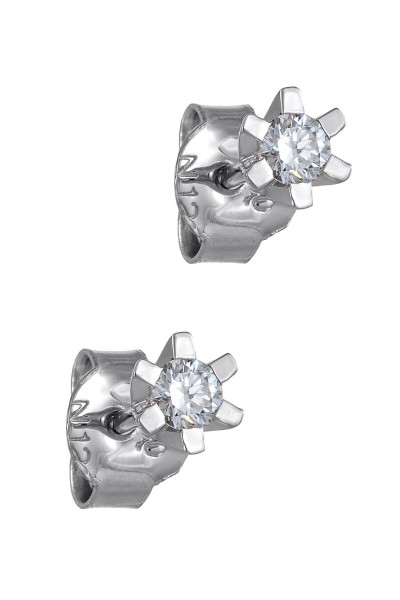 Σκουλαρίκι Εξάδοντο Λευκόχρυσο 18Κ Brillant 0.15ct